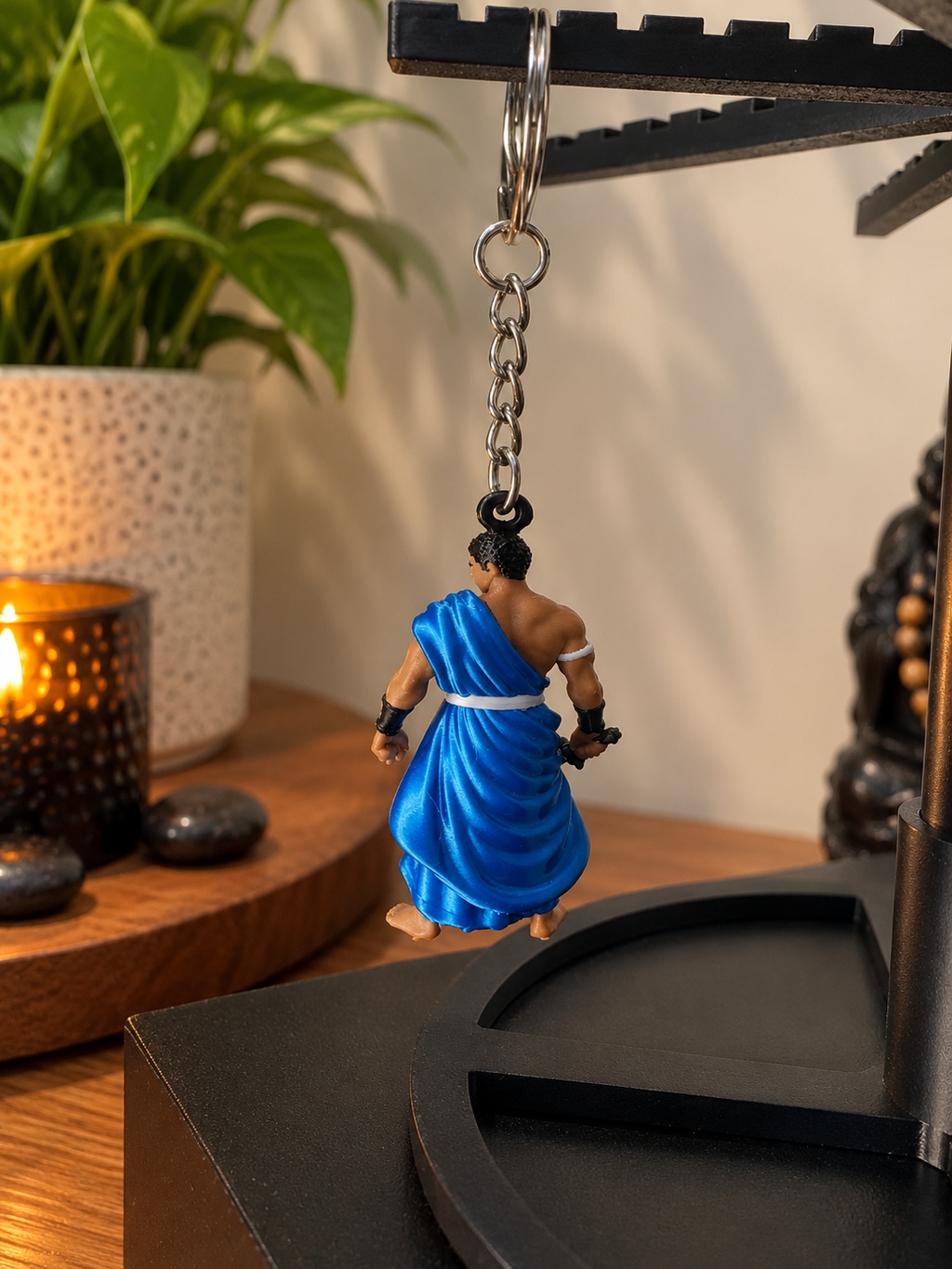 Ogum Mini Statue Keychain – Colorful Umbanda Orixá Keychain