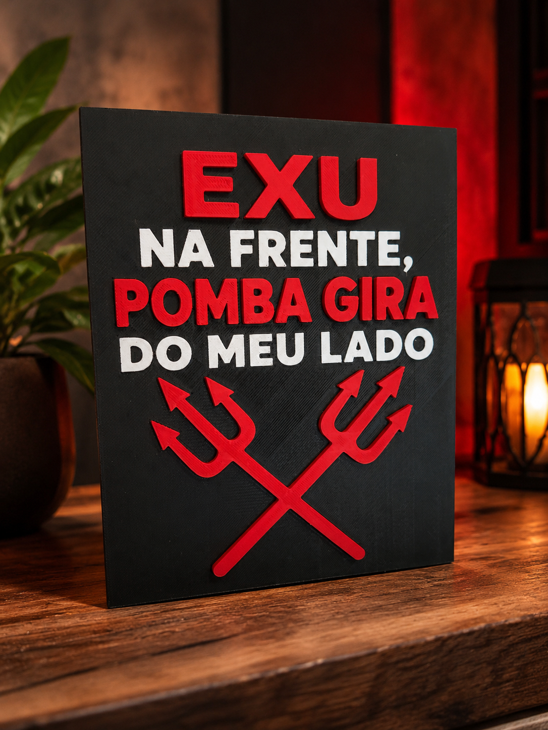 Exu in Front, Pomba Gira by My Side – Spiritual Protection Plaque