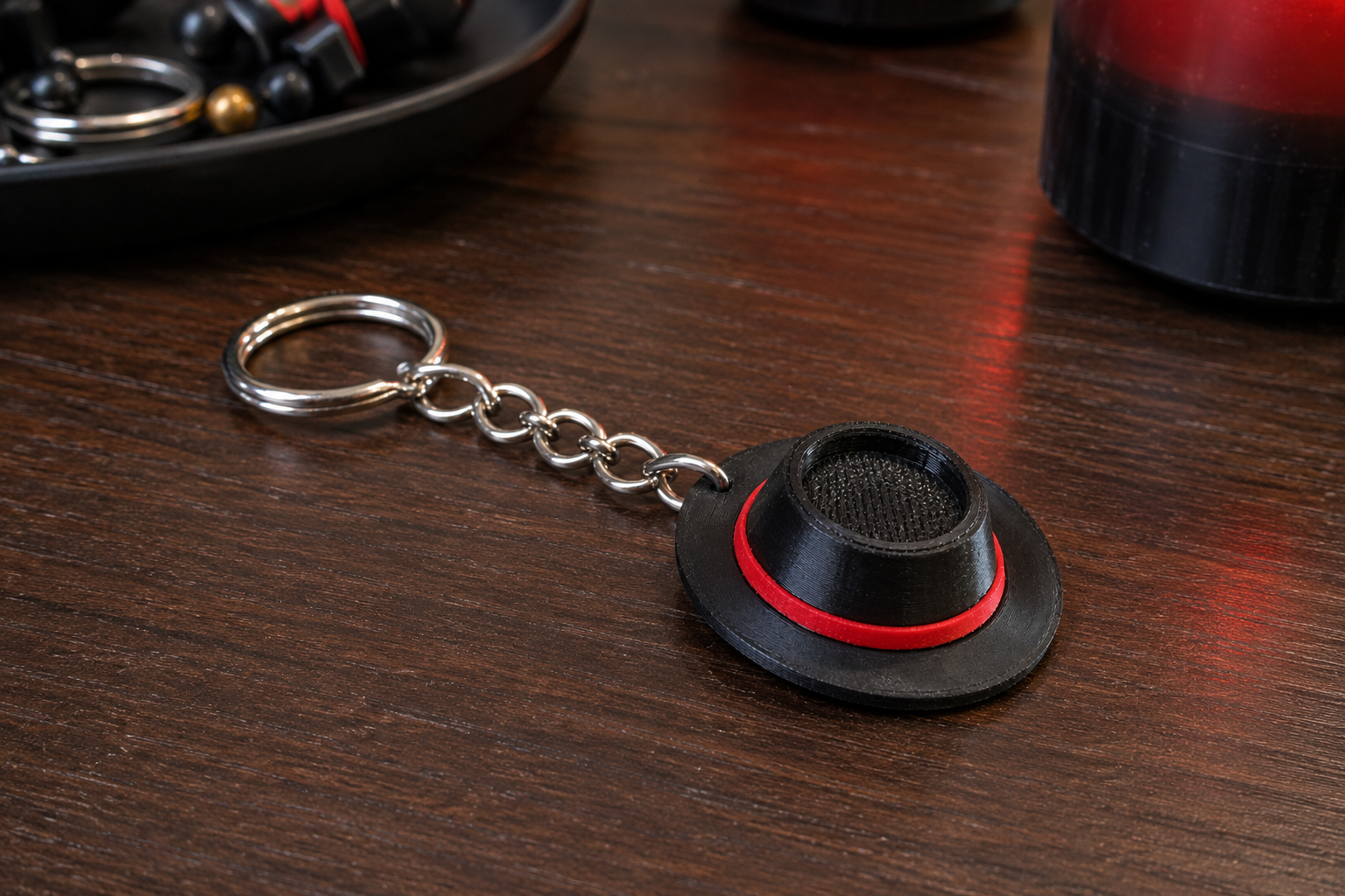 Exu Hat Keychain – Black & Red Spiritual Keychain