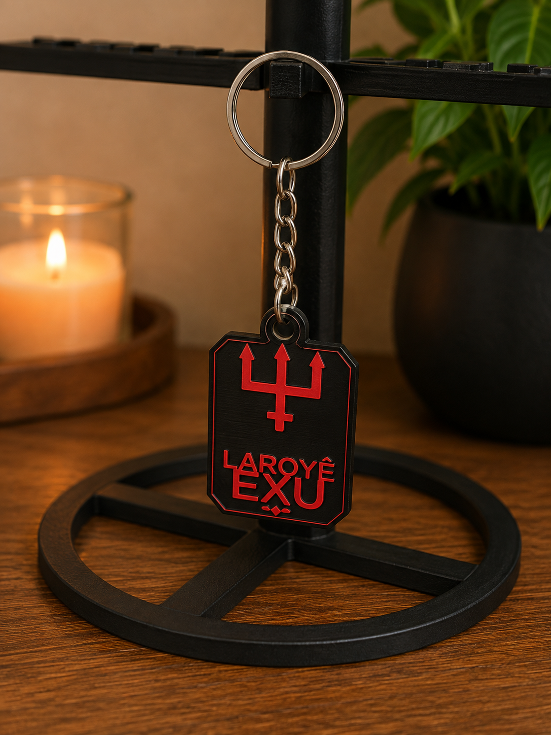 Exu Keychain with Trident – Laroyê Exu